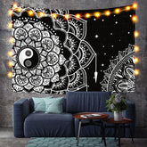 Lofaris Black And White Bohemian Divination Custom Tapestry